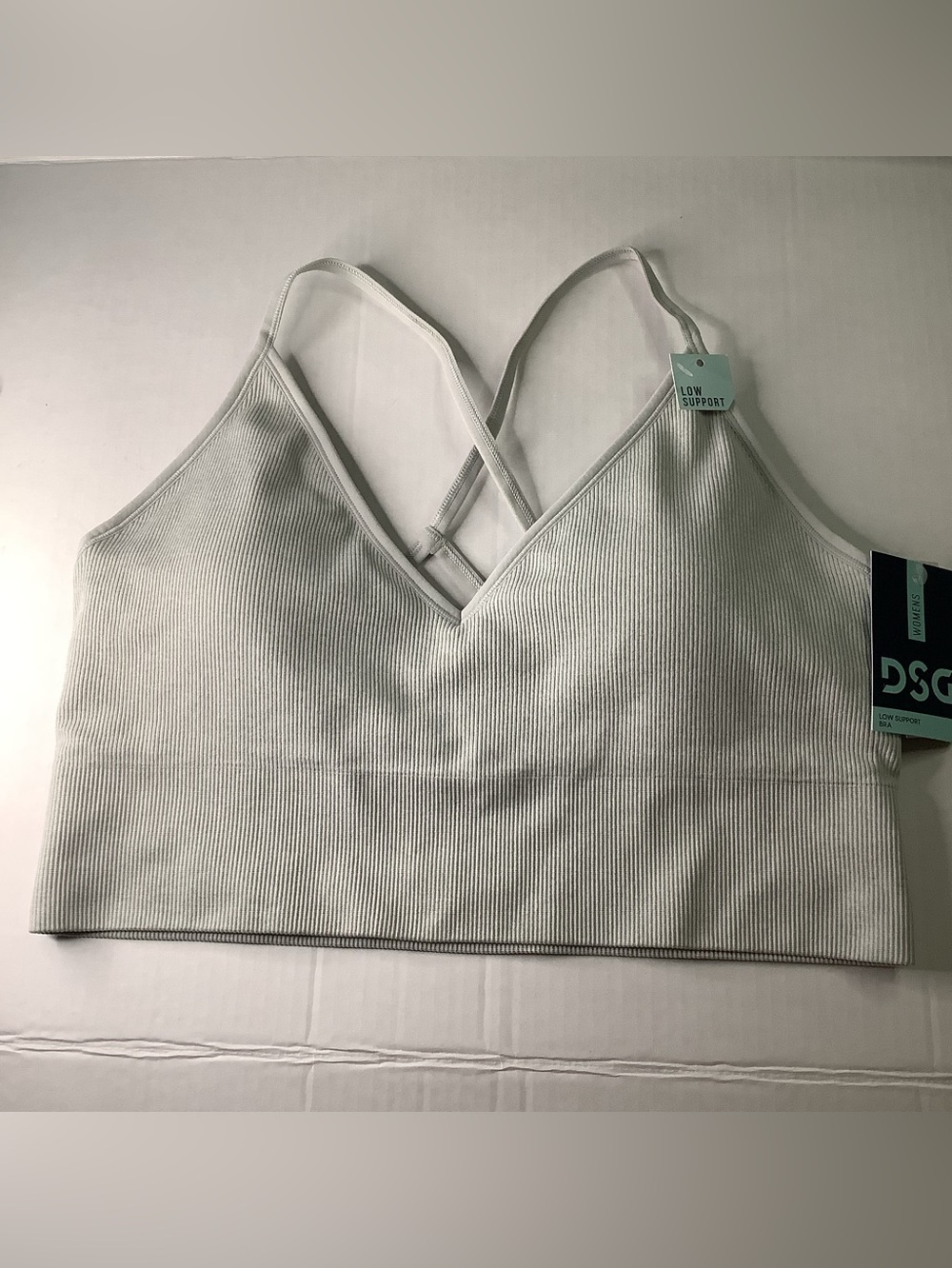 DSG Ribbed Crisscross Light Gray Seamless RIbbed Sports Bra Size XXL